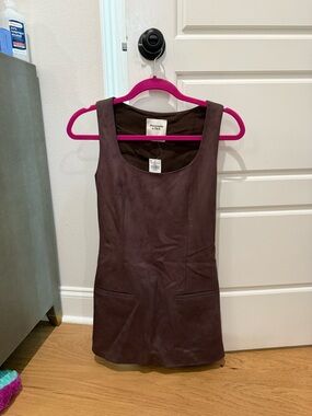 Abercrombie & Fitch Brown Scoop-Neck Suede Dress
